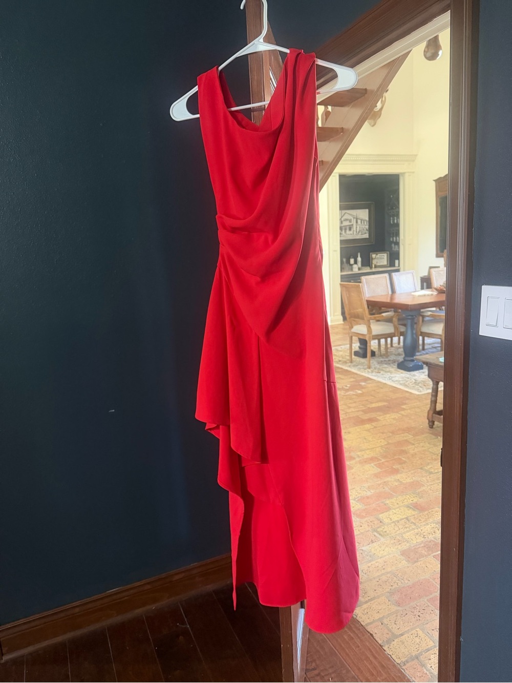 Elliatt Red Asymmetric Draped Cocktail Dress